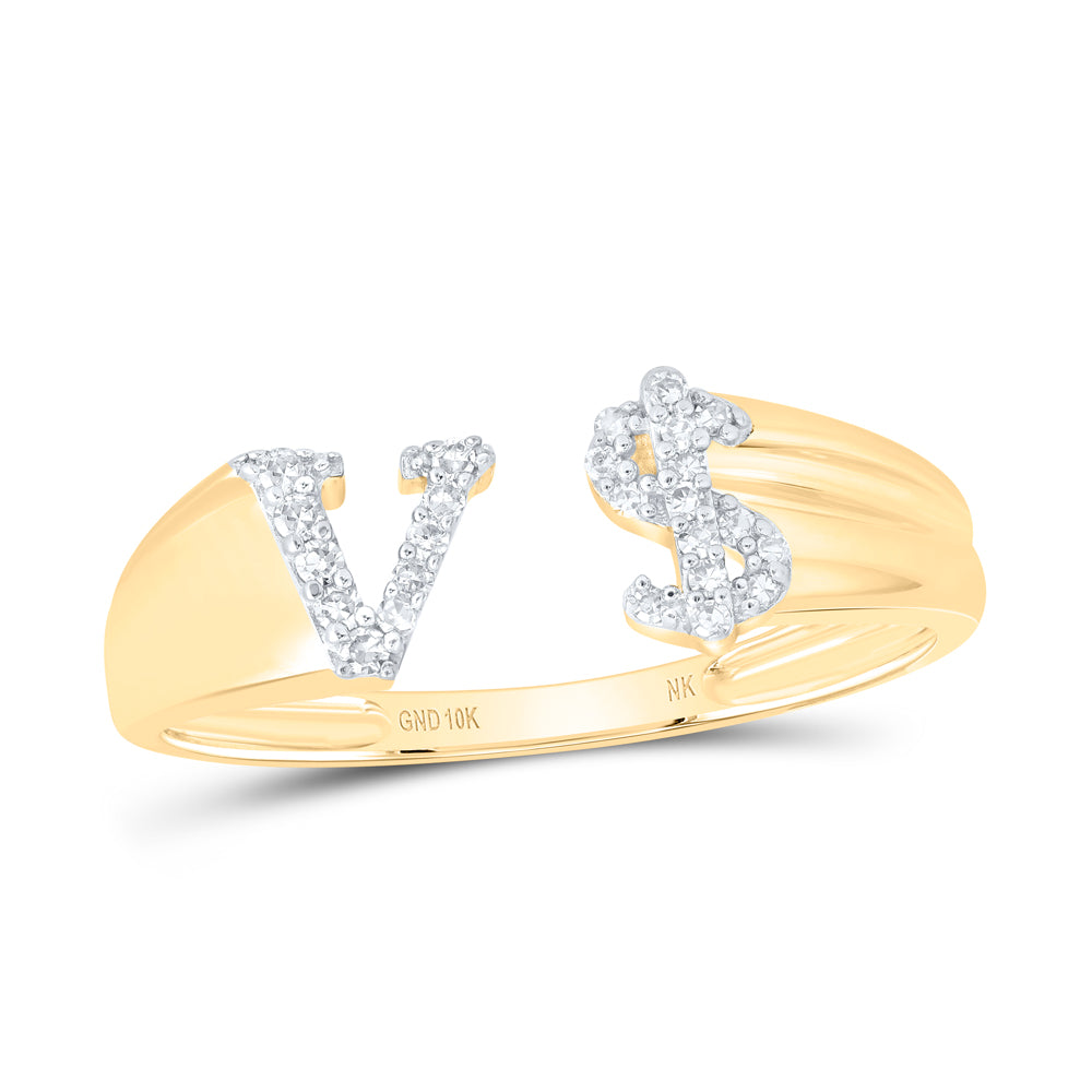 10kt Yellow Or White Gold Natural Diamond Initial Ladies Dollar Wedding Engagement Anniversary Ring