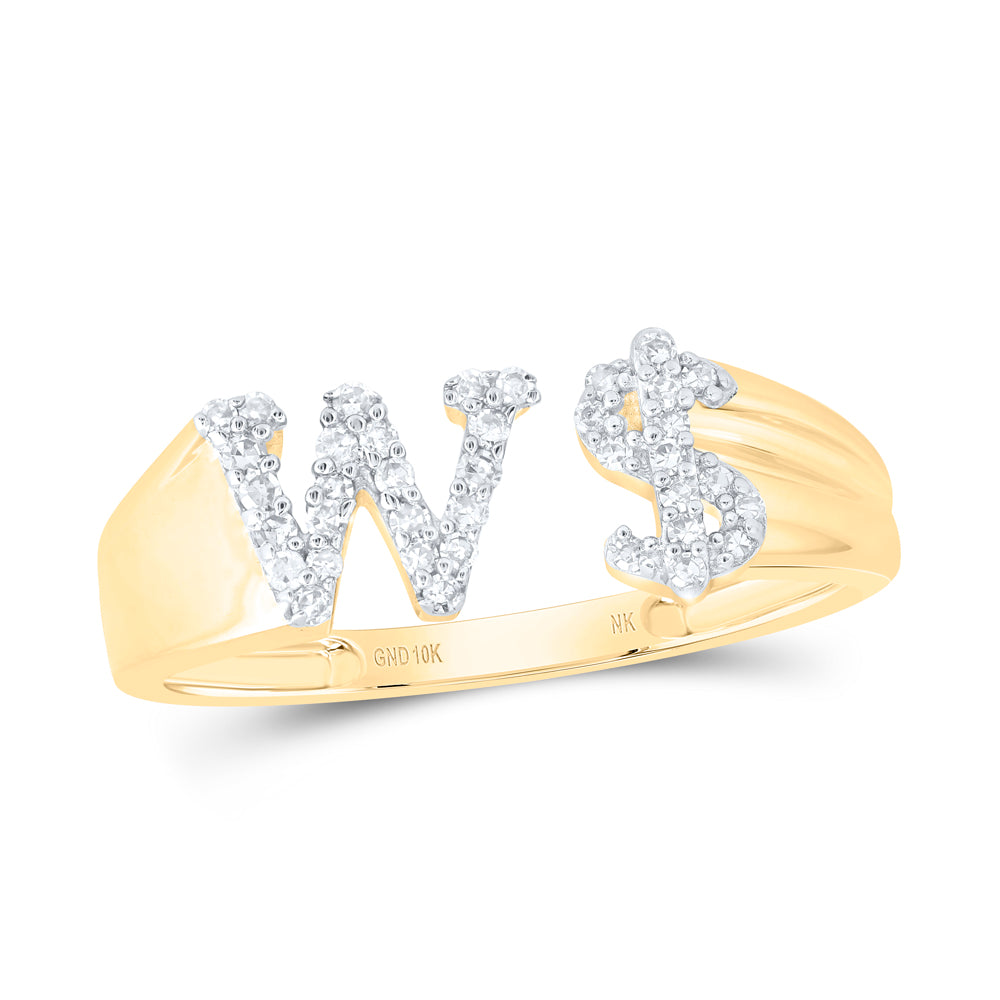 10kt Yellow Or White Gold Natural Diamond Initial Ladies Dollar Wedding Engagement Anniversary Ring