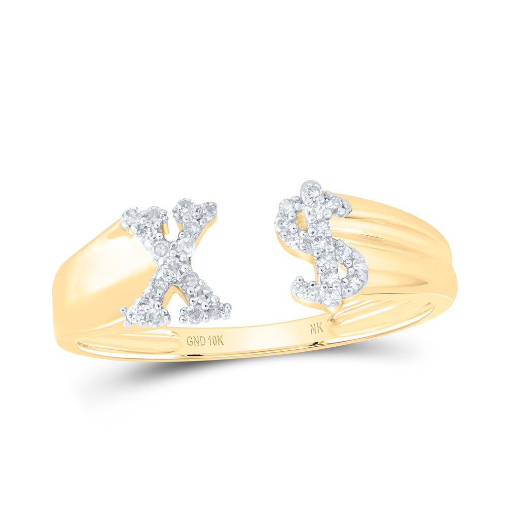10kt Yellow Or White Gold Natural Diamond Initial Ladies Dollar Wedding Engagement Anniversary Ring