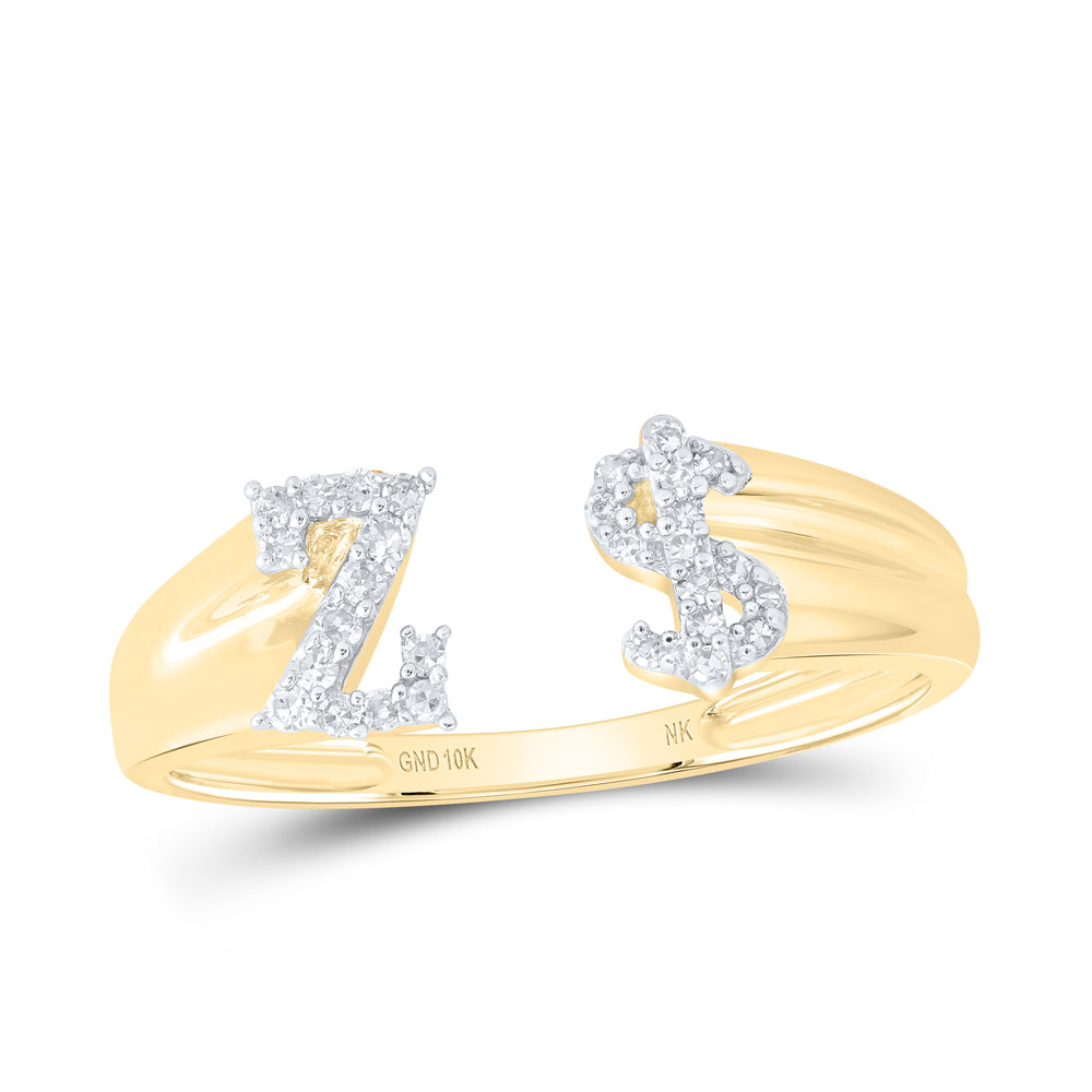 10kt Yellow Or White Gold Natural Diamond Initial Ladies Dollar Wedding Engagement Anniversary Ring