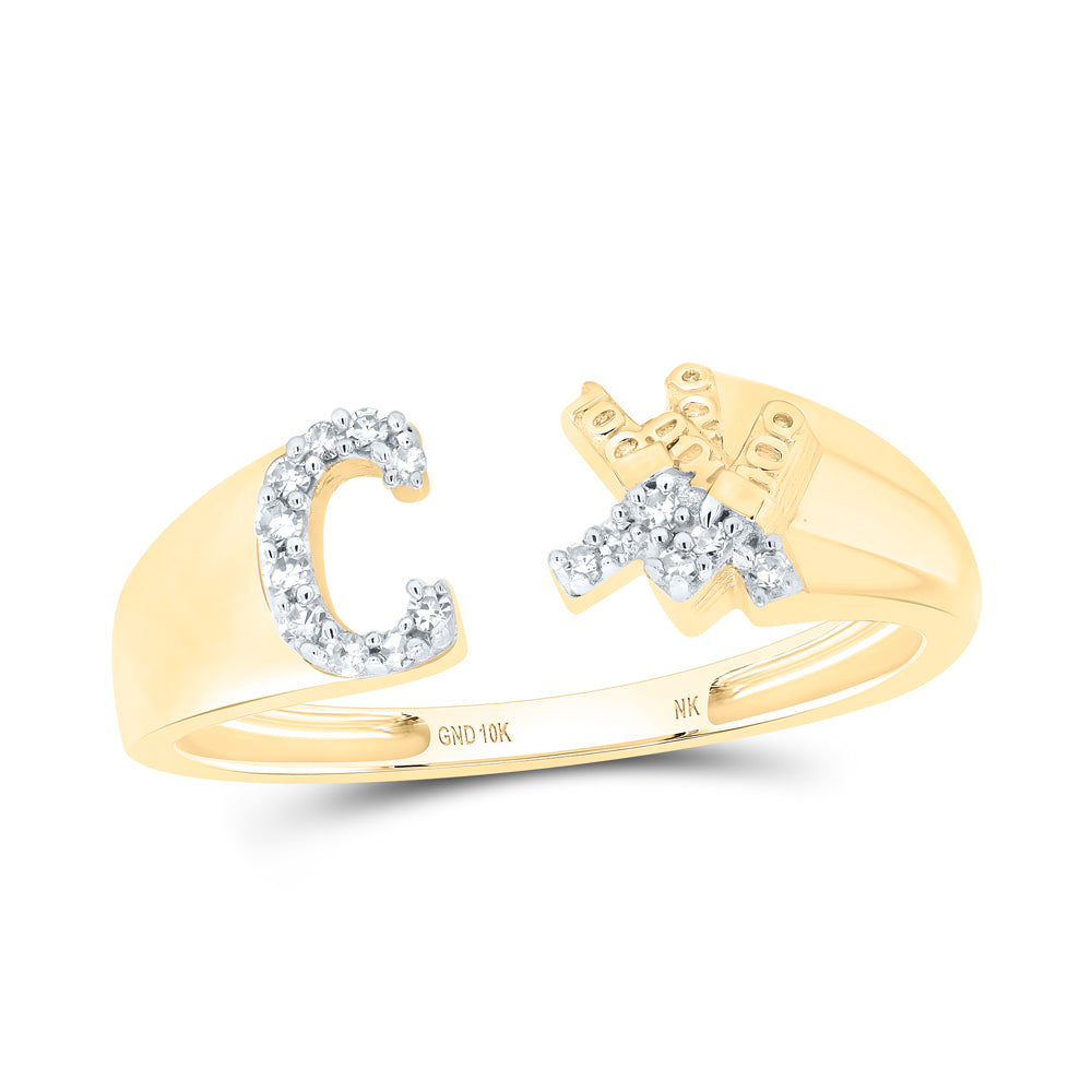 10kt Yellow Or White Gold Natural Diamond Initial Ladies Wedding Engagement Anniversary Ring
