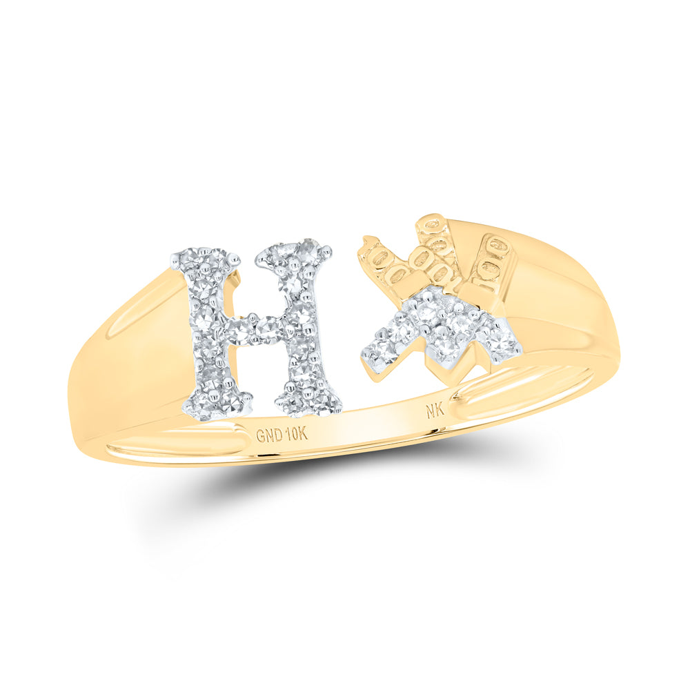 10kt Yellow Or White Gold Natural Diamond Initial Ladies Wedding Engagement Anniversary Ring