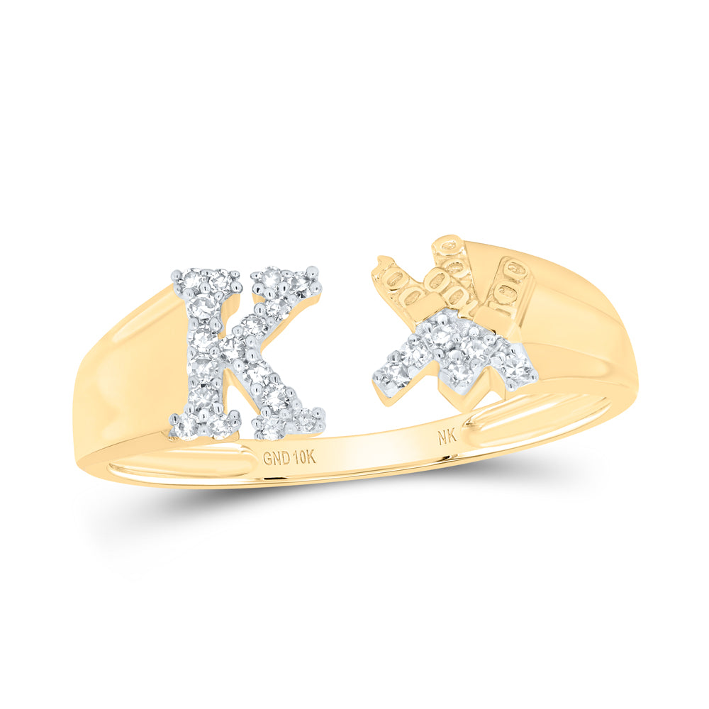 10kt Yellow Or White Gold Natural Diamond Initial Ladies Wedding Engagement Anniversary Ring
