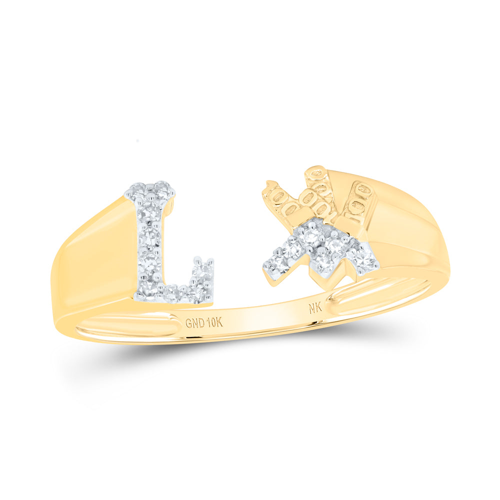 10kt Yellow Or White Gold Natural Diamond Initial Ladies Wedding Engagement Anniversary Ring