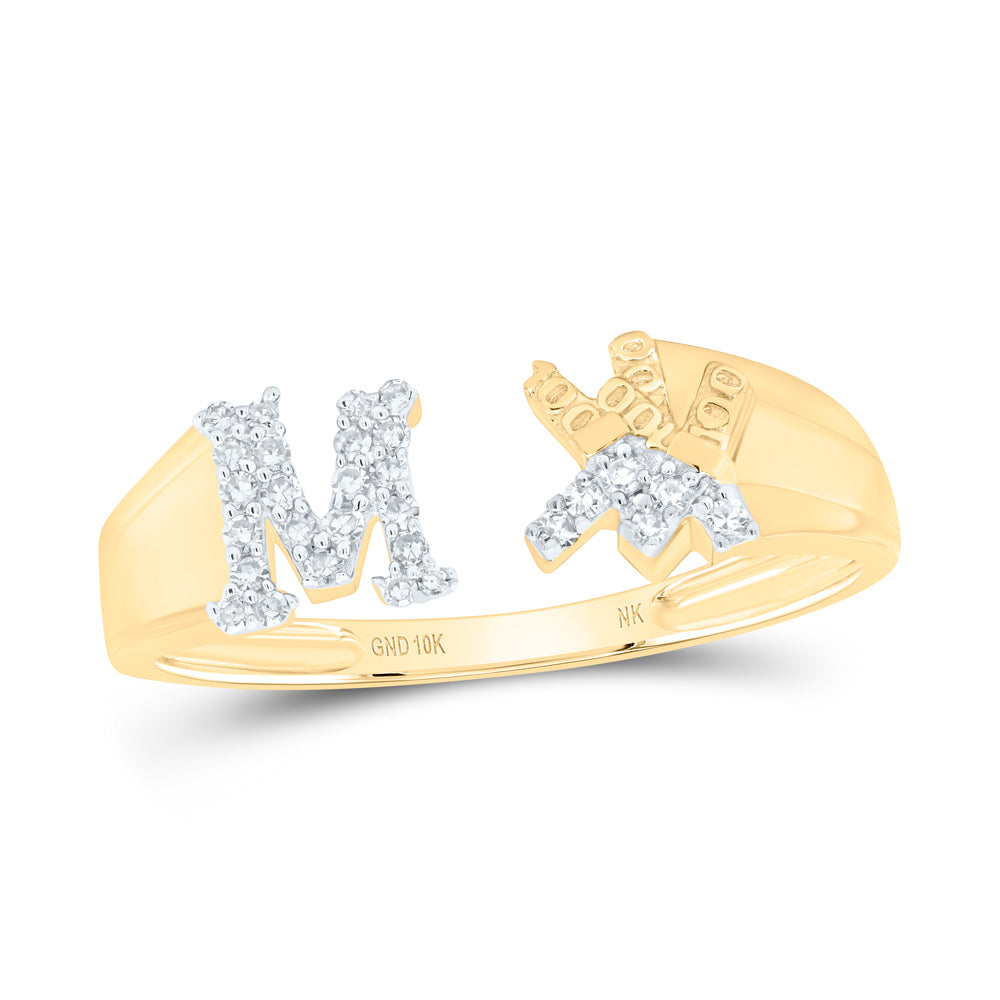 10kt Yellow Or White Gold Natural Diamond Initial Ladies Wedding Engagement Anniversary Ring