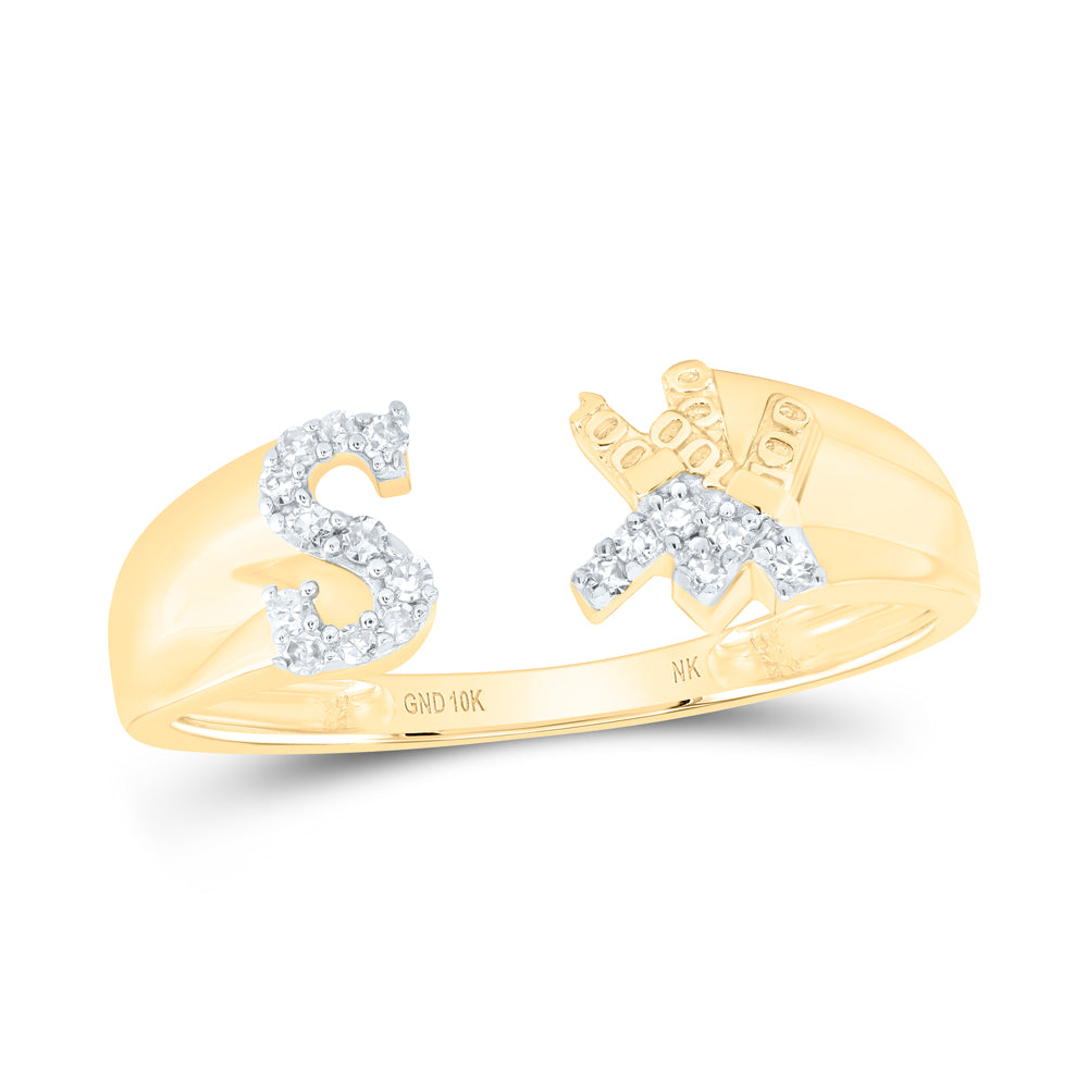 10kt Yellow Or White Gold Natural Diamond Initial Ladies Wedding Engagement Anniversary Ring