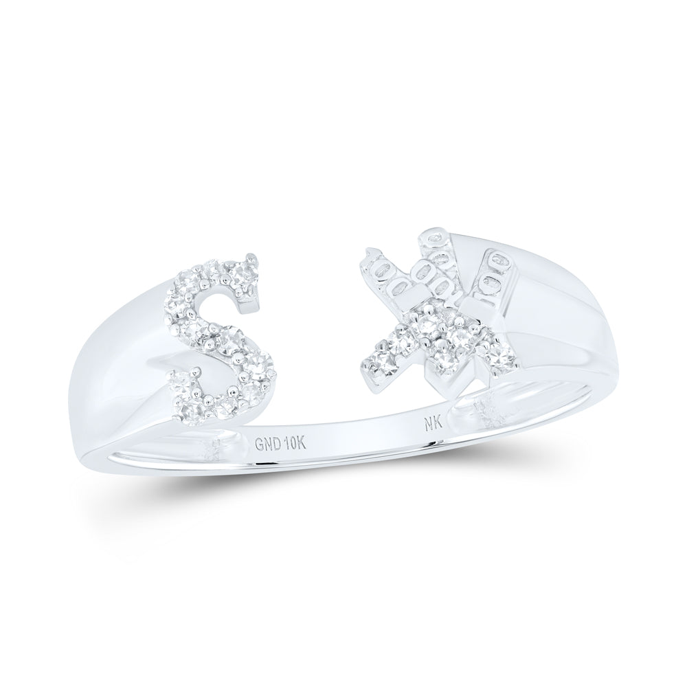 10kt Yellow Or White Gold Natural Diamond Initial Ladies Wedding Engagement Anniversary Ring