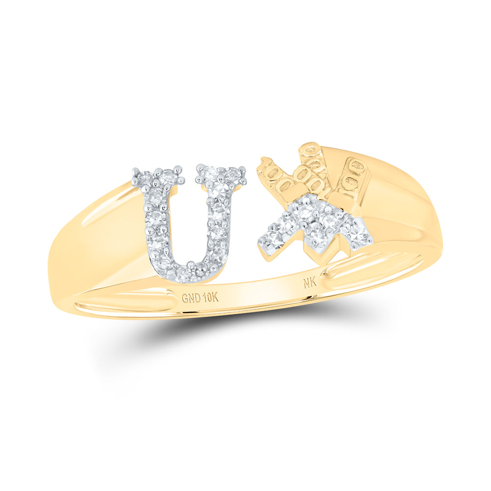 10kt Yellow Or White Gold Natural Diamond Initial Ladies Wedding Engagement Anniversary Ring