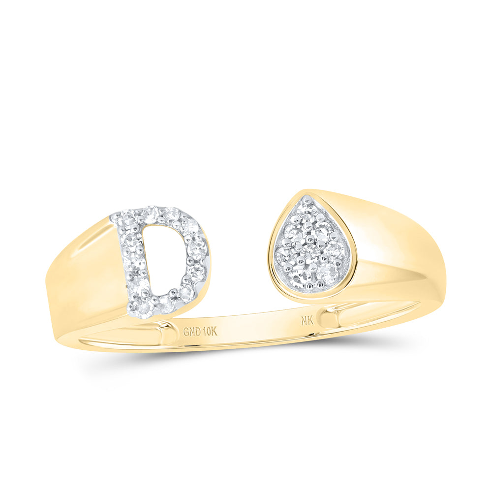 10kt Yellow Or White Gold Natural Diamond Initial Pear Ladies Wedding Engagement Anniversary Ring