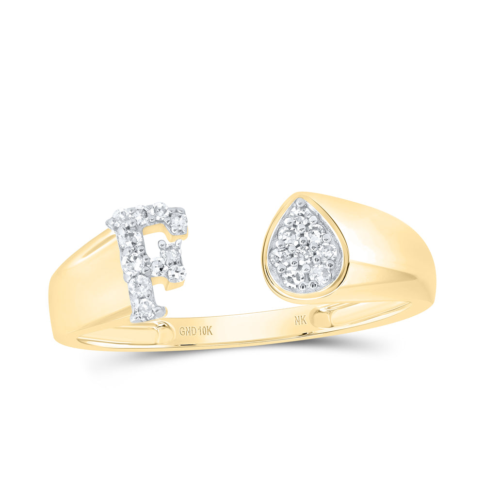 10kt Yellow Or White Gold Natural Diamond Initial Pear Ladies Wedding Engagement Anniversary Ring