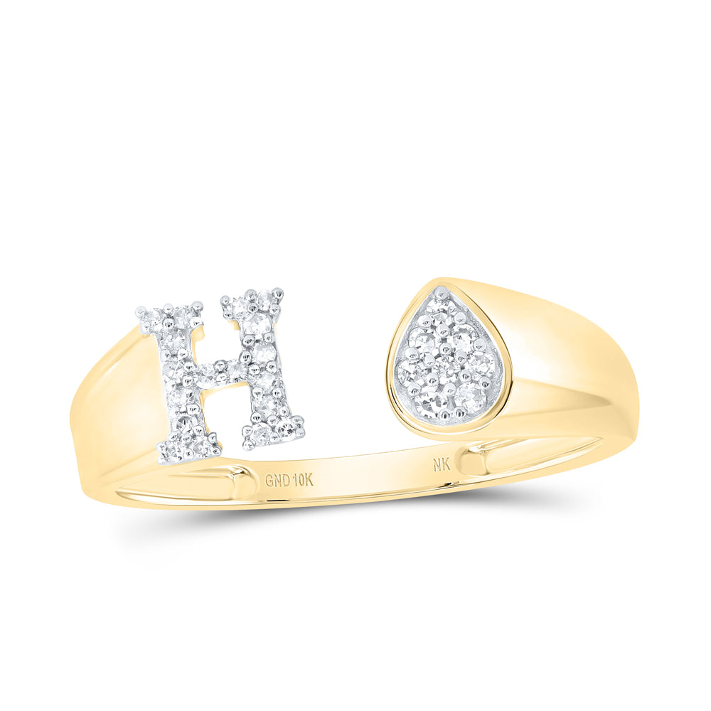 10kt Yellow Or White Gold Natural Diamond Initial Pear Ladies Wedding Engagement Anniversary Ring