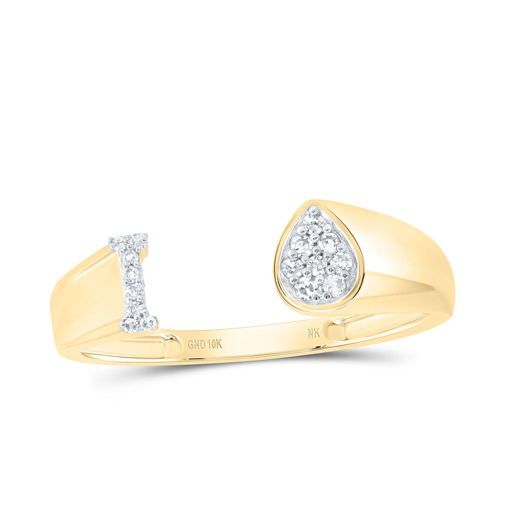 10kt Yellow Or White Gold Natural Diamond Initial Pear Ladies Wedding Engagement Anniversary Ring