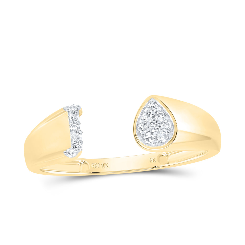 10kt Yellow Or White Gold Natural Diamond Initial Pear Ladies Wedding Engagement Anniversary Ring