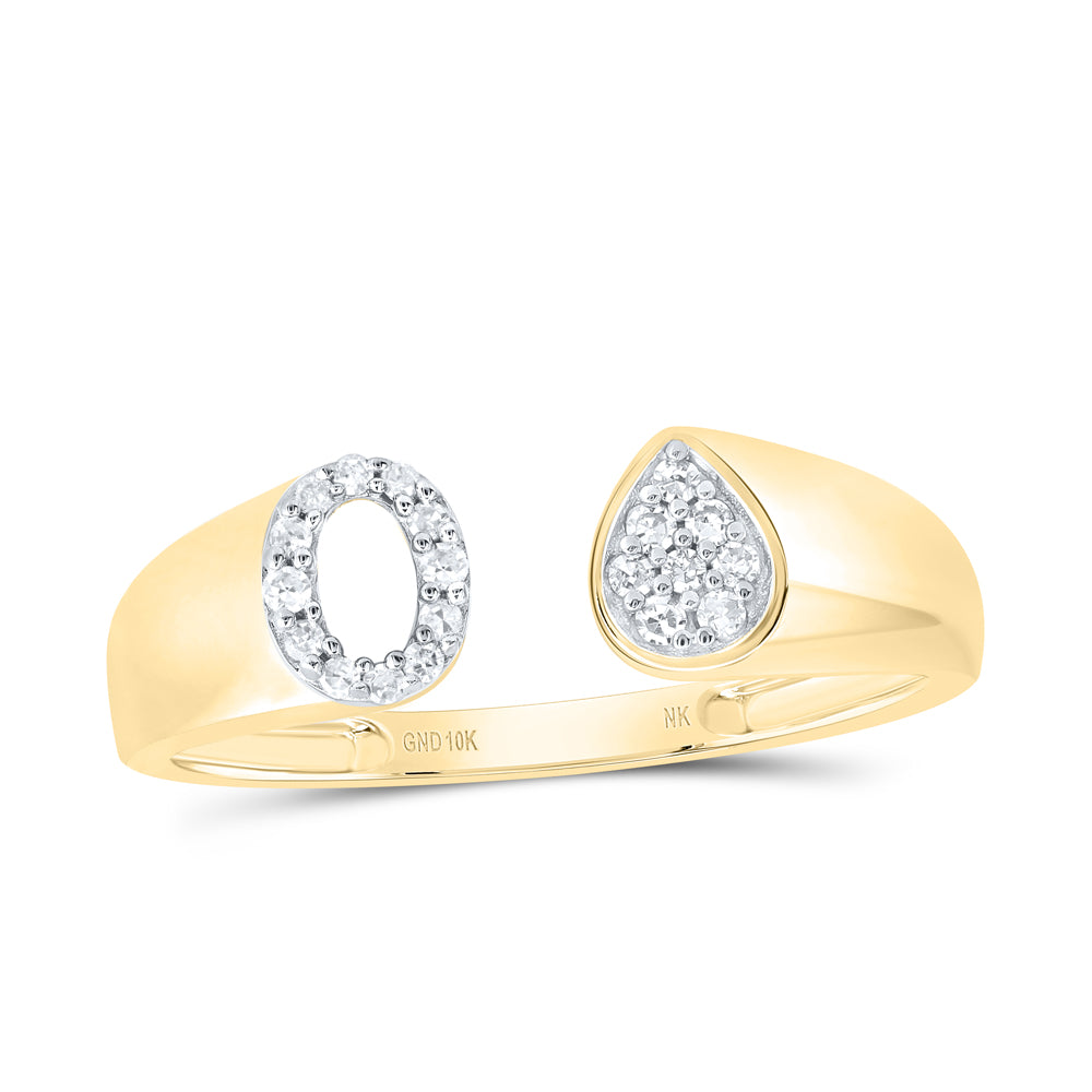 10kt Yellow Or White Gold Natural Diamond Initial Pear Ladies Wedding Engagement Anniversary Ring