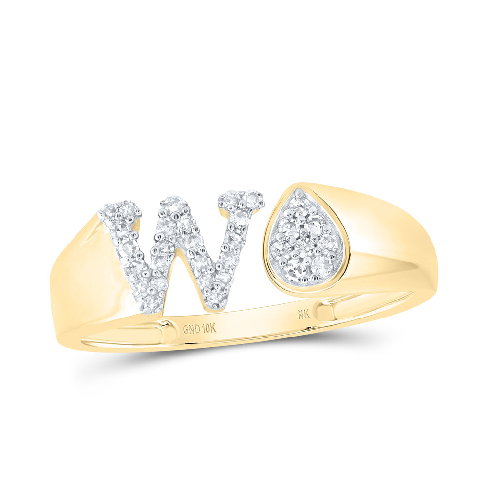 10kt Yellow Or White Gold Natural Diamond Initial Pear Ladies Wedding Engagement Anniversary Ring