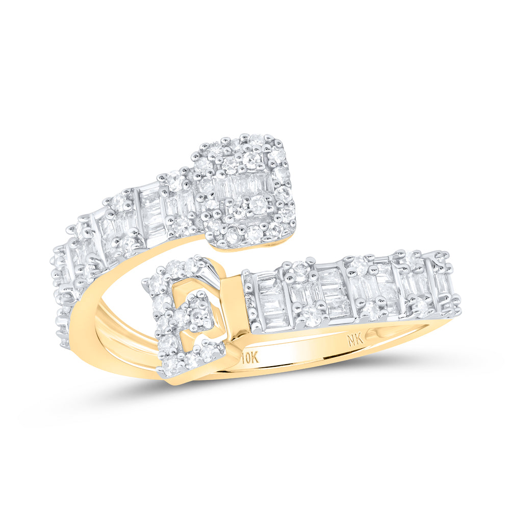 10K Rose Gold 1/2Ctw Natural Diamond Fashion Initial "A" Ladies Cuff Ring