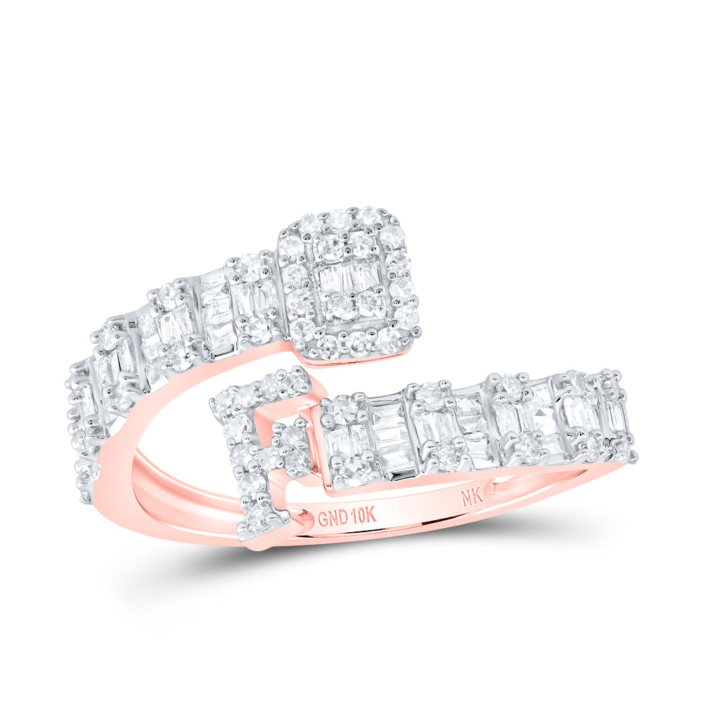 10K Rose Gold 1/2Ctw Natural Diamond Fashion Initial "A" Ladies Cuff Ring