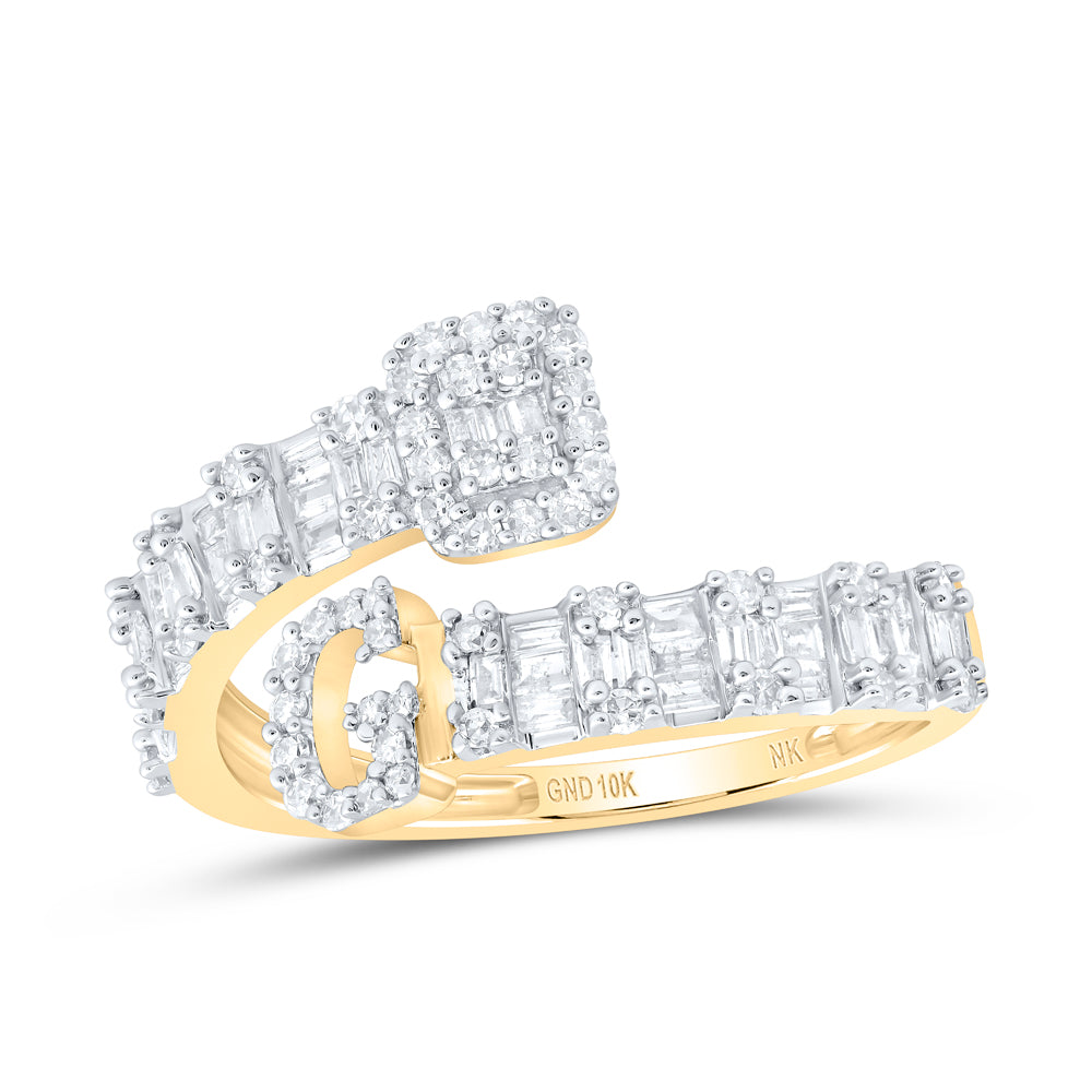 10kt Yellow Or White Or Rose Gold Natural Diamond Fashion Initial Ladies Cuff Wedding Engagement Anniversary Ring