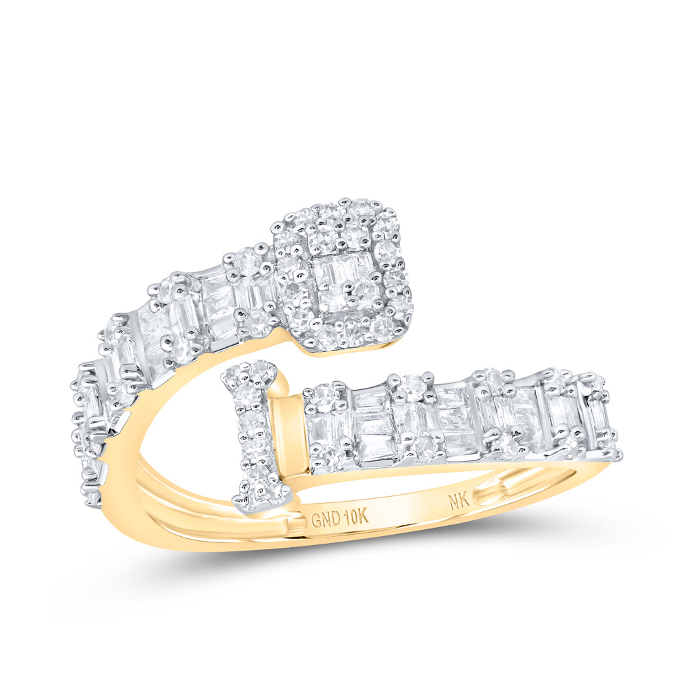 10kt Yellow Or White Or Rose Gold Natural Diamond Fashion Initial Ladies Cuff Wedding Engagement Anniversary Ring