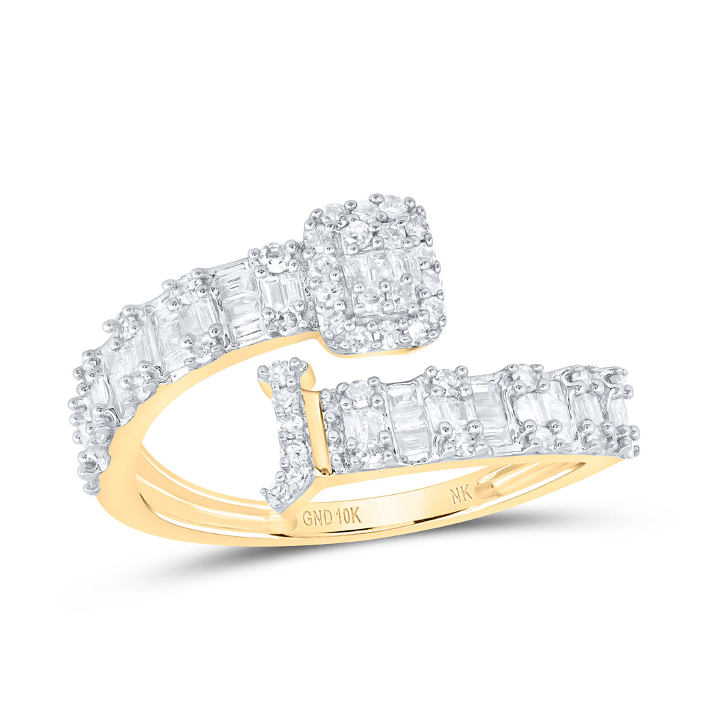 10K Rose Gold 1/2Ctw Natural Diamond Fashion Initial "A" Ladies Cuff Ring