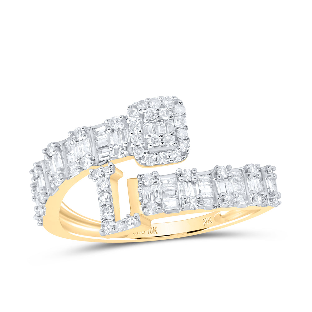 10kt Yellow Or White Or Rose Gold Natural Diamond Fashion Initial Ladies Cuff Wedding Engagement Anniversary Ring