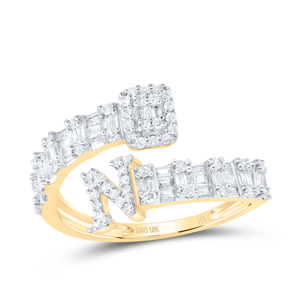 10kt Yellow Or White Or Rose Gold Natural Diamond Fashion Initial Ladies Cuff Wedding Engagement Anniversary Ring