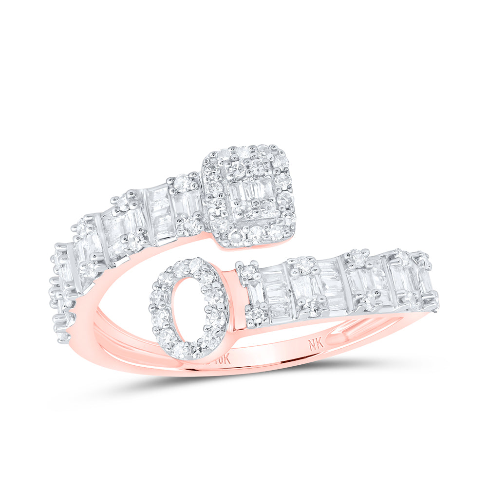 10K Rose Gold 1/2Ctw Natural Diamond Fashion Initial "A" Ladies Cuff Ring