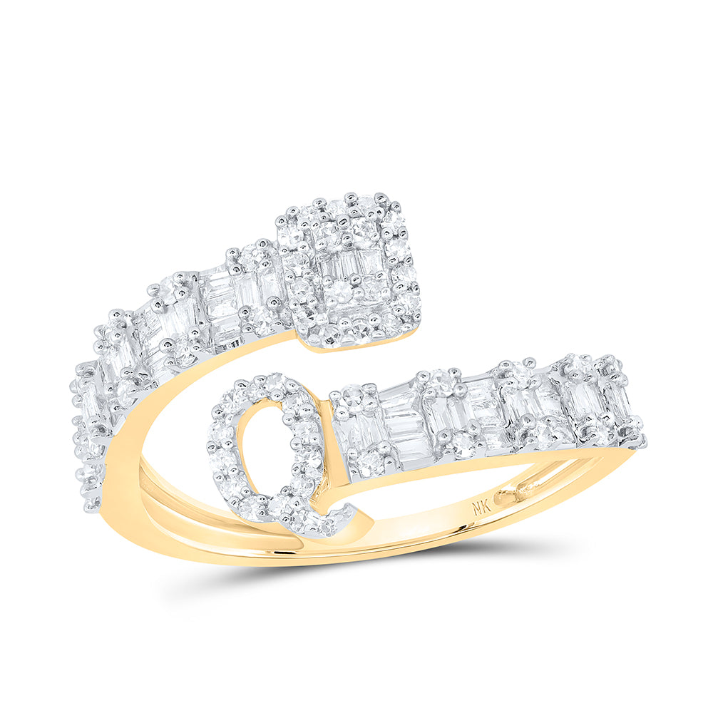 10kt Yellow Or White Or Rose Gold Natural Diamond Fashion Initial Ladies Cuff Wedding Engagement Anniversary Ring