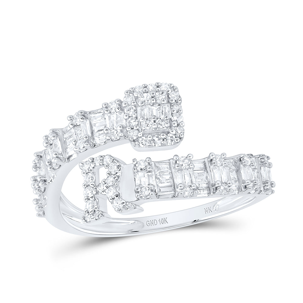 10kt Yellow Or White Or Rose Gold Natural Diamond Fashion Initial Ladies Cuff Wedding Engagement Anniversary Ring