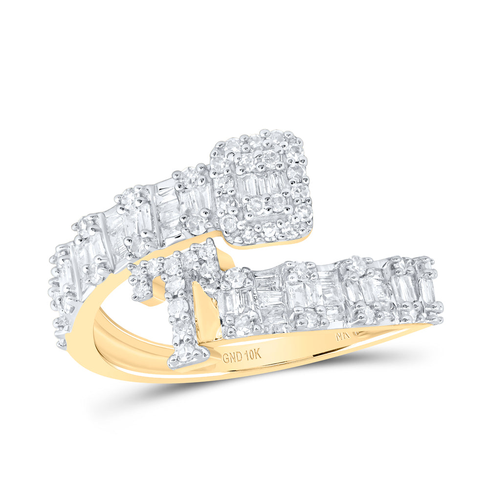 10kt Yellow Or White Or Rose Gold Natural Diamond Fashion Initial Ladies Cuff Wedding Engagement Anniversary Ring