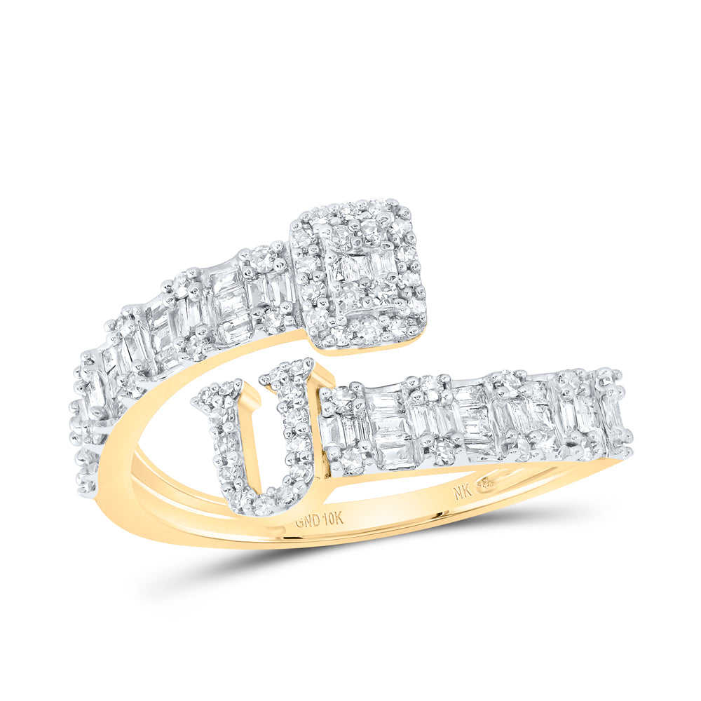 10kt Yellow Or White Or Rose Gold Natural Diamond Fashion Initial Ladies Cuff Wedding Engagement Anniversary Ring