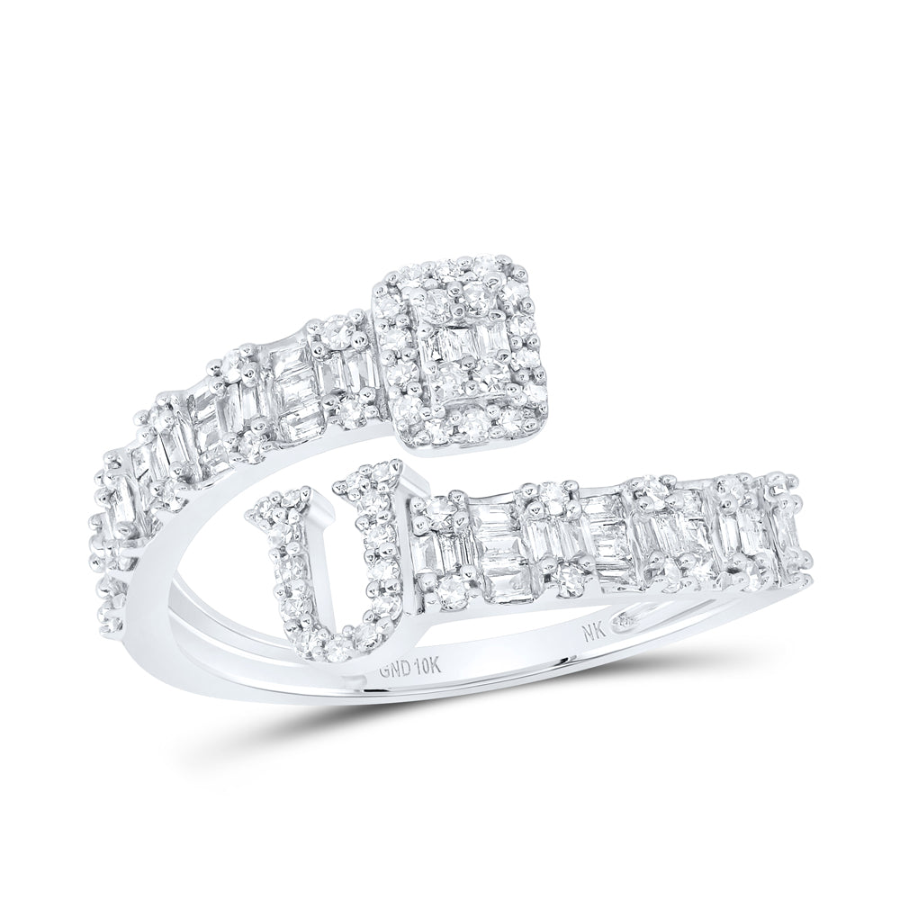 10kt Yellow Or White Or Rose Gold Natural Diamond Fashion Initial Ladies Cuff Wedding Engagement Anniversary Ring