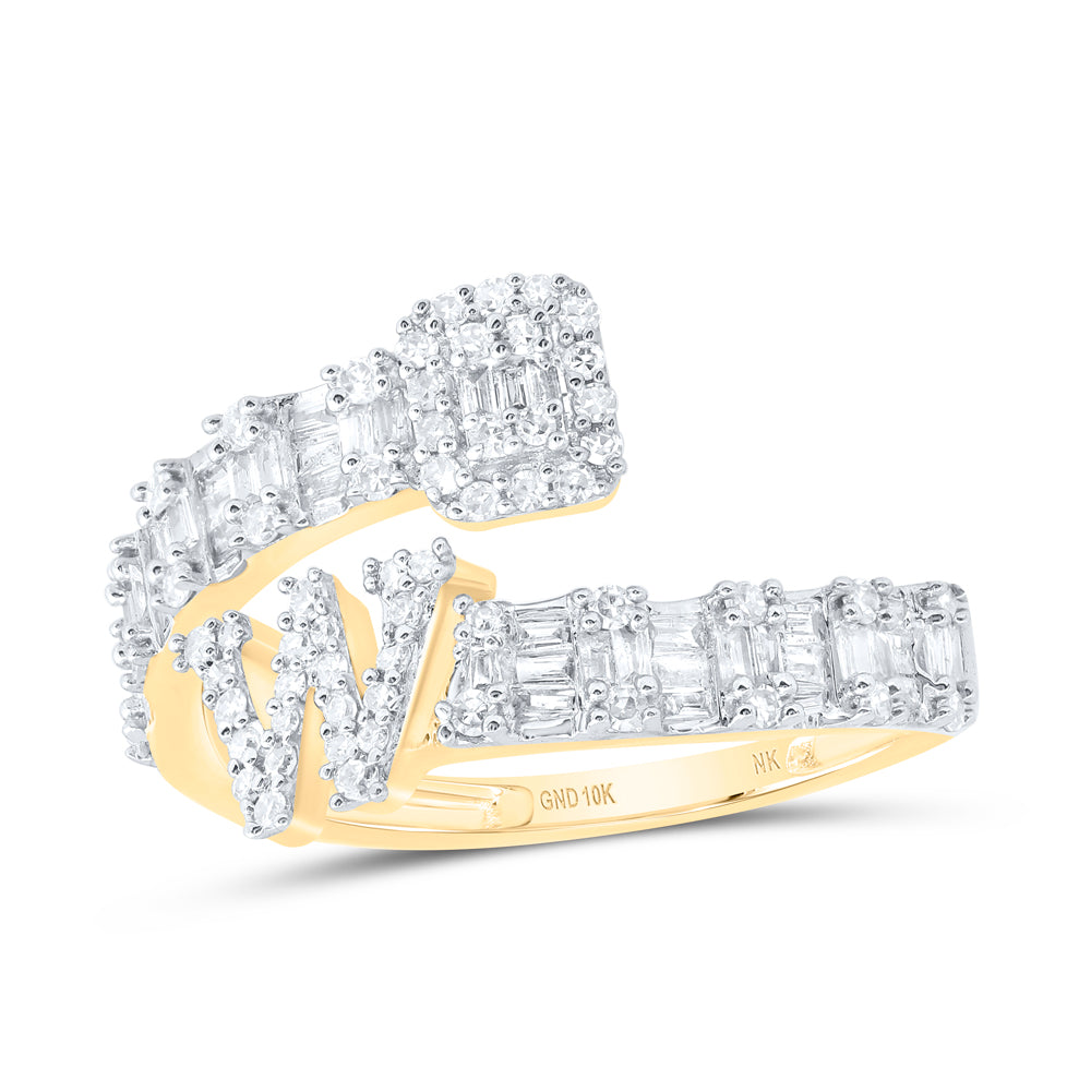 10kt Yellow Or White Or Rose Gold Natural Diamond Fashion Initial Ladies Cuff Wedding Engagement Anniversary Ring