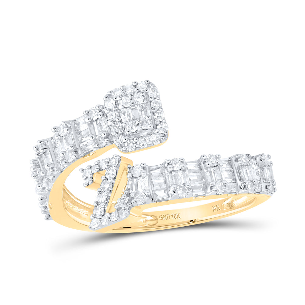 10K Rose Gold 1/2Ctw Natural Diamond Fashion Initial "A" Ladies Cuff Ring