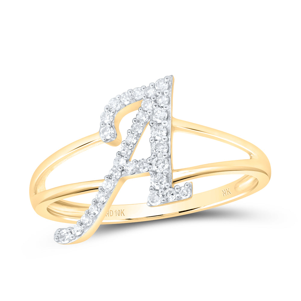 10kt Yellow Or White Gold Natural Diamond Initial Ladies Wedding Engagement Anniversary Ring