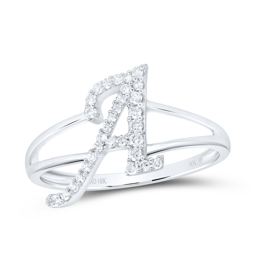 10kt Yellow Or White Gold Natural Diamond Initial Ladies Wedding Engagement Anniversary Ring