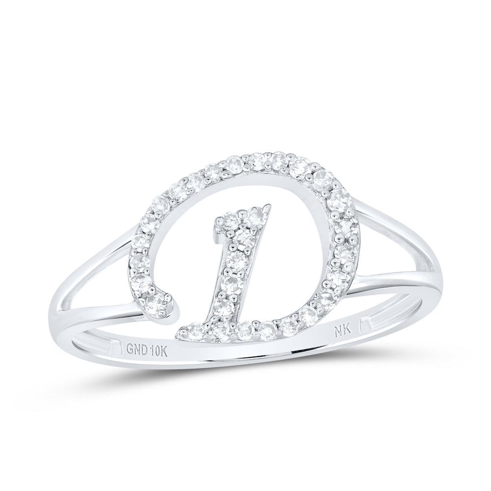 10kt Yellow Or White Gold Natural Diamond Initial Ladies Wedding Engagement Anniversary Ring