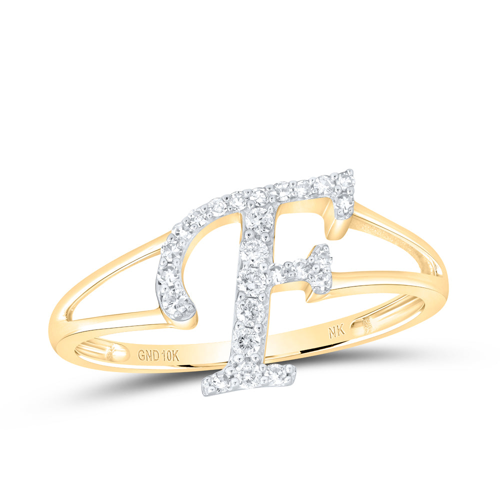10kt Yellow Or White Gold Natural Diamond Initial Ladies Wedding Engagement Anniversary Ring