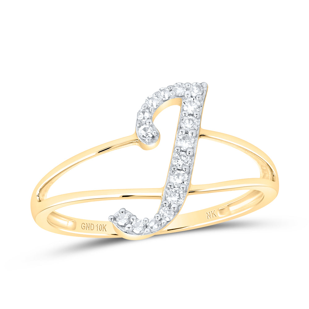 10kt Yellow Or White Gold Natural Diamond Initial Ladies Wedding Engagement Anniversary Ring