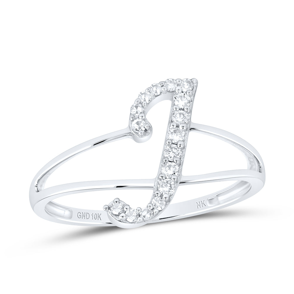 10kt Yellow Or White Gold Natural Diamond Initial Ladies Wedding Engagement Anniversary Ring