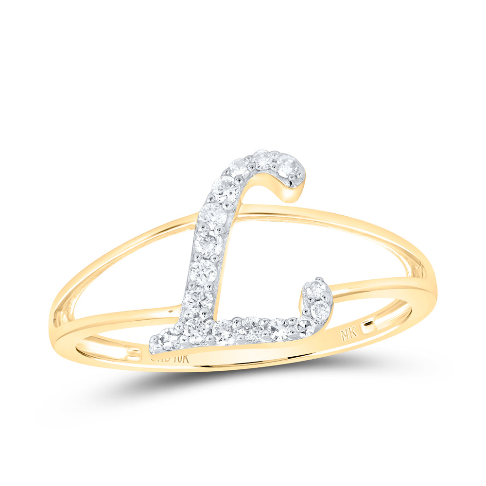 10kt Yellow Or White Gold Natural Diamond Initial Ladies Wedding Engagement Anniversary Ring