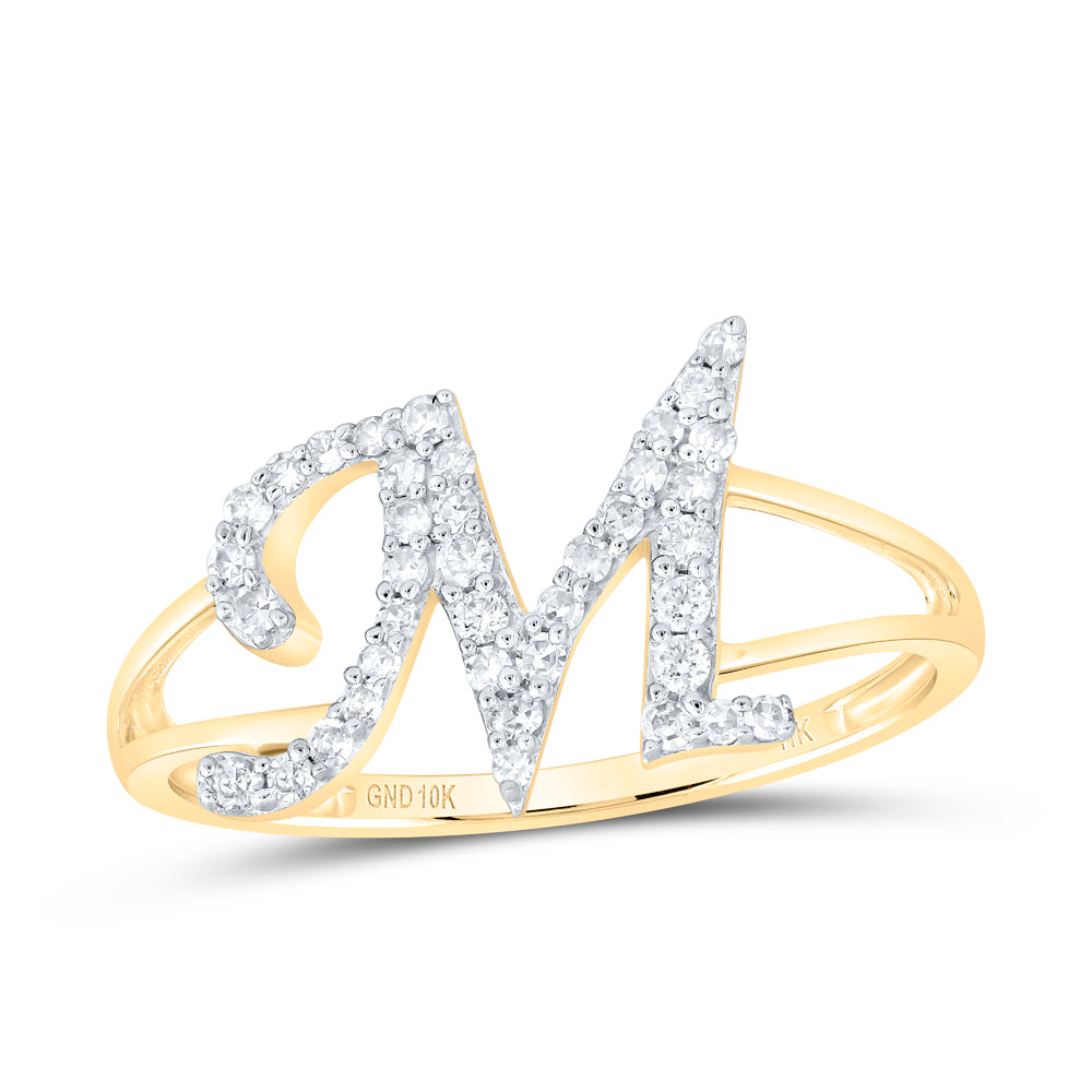 10kt Yellow Or White Gold Natural Diamond Initial Ladies Wedding Engagement Anniversary Ring