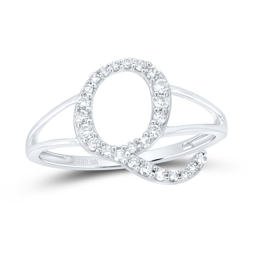 10kt Yellow Or White Gold Natural Diamond Initial Ladies Wedding Engagement Anniversary Ring