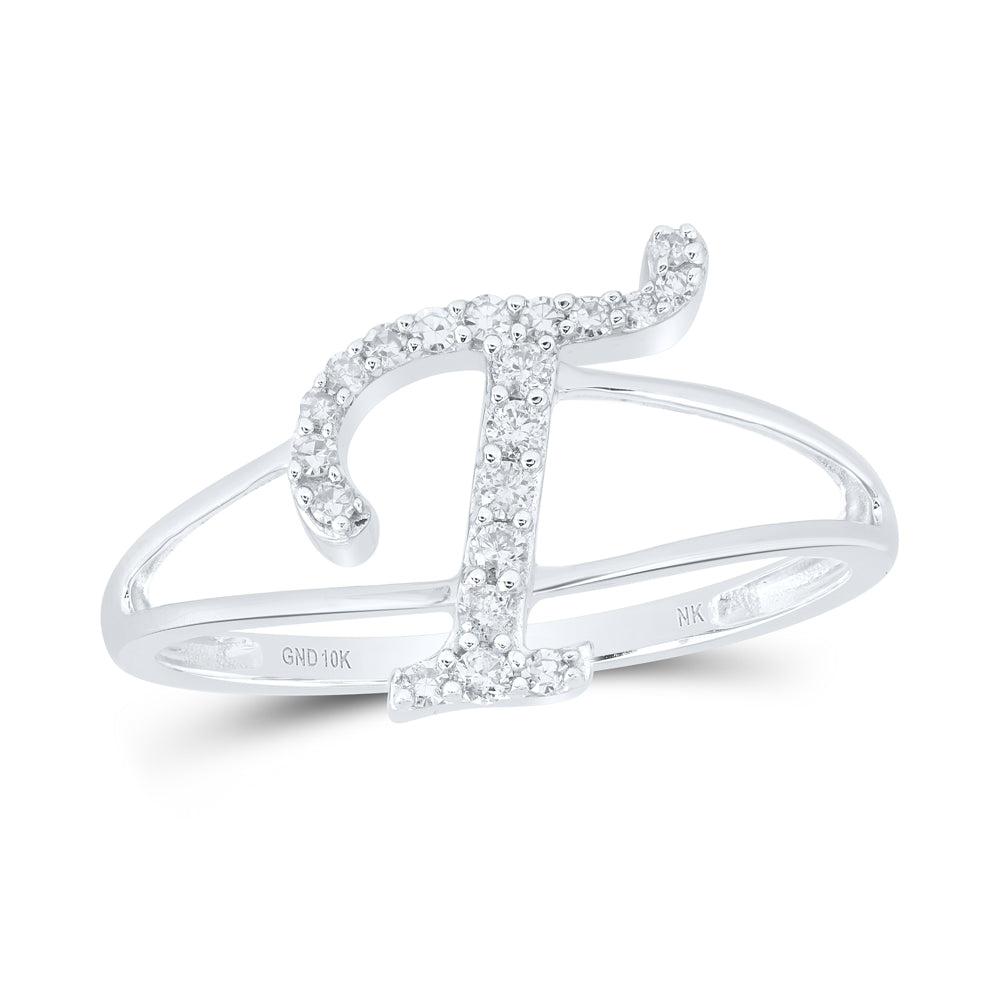 10kt Yellow Or White Gold Natural Diamond Initial Ladies Wedding Engagement Anniversary Ring