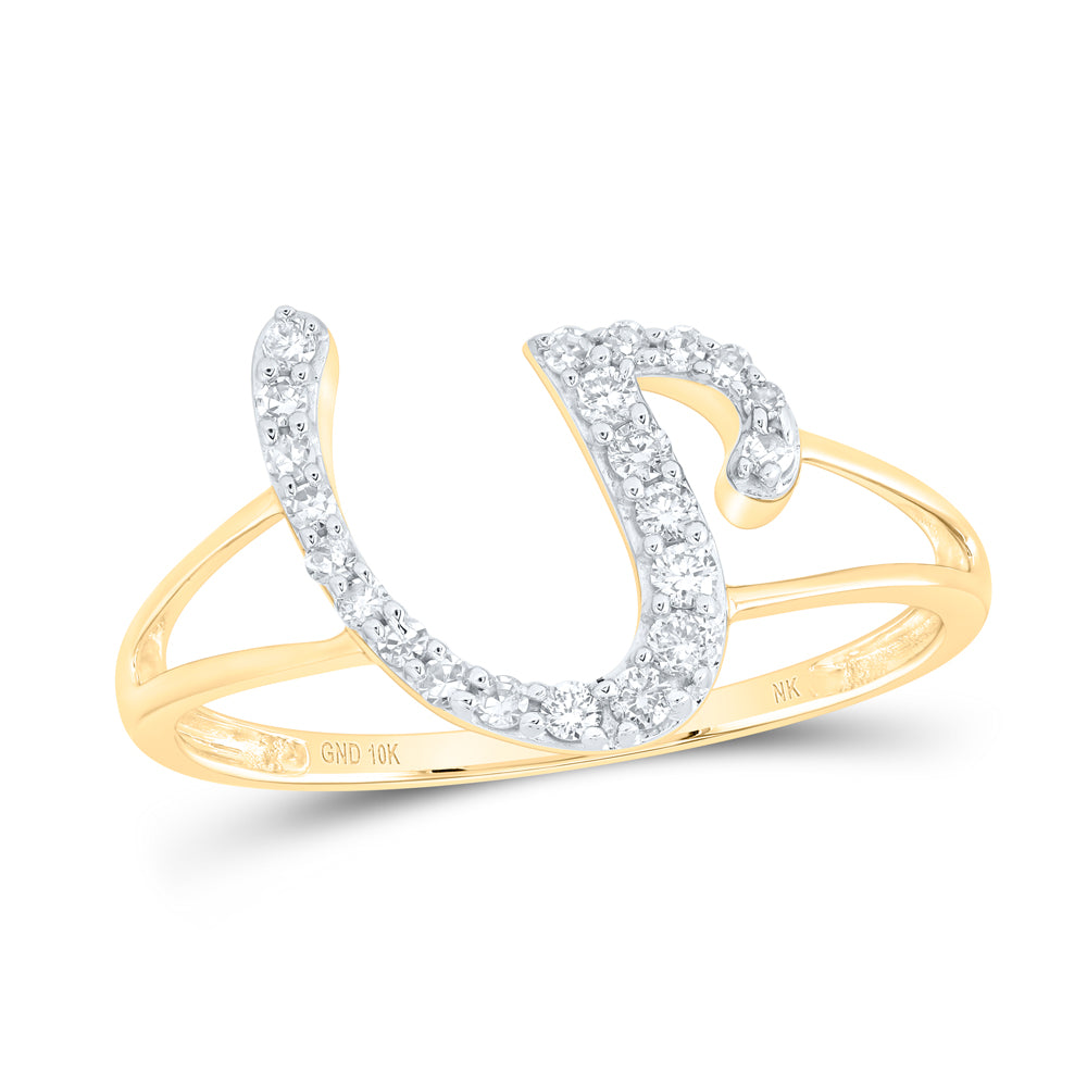 10kt Yellow Or White Gold Natural Diamond Initial Ladies Wedding Engagement Anniversary Ring