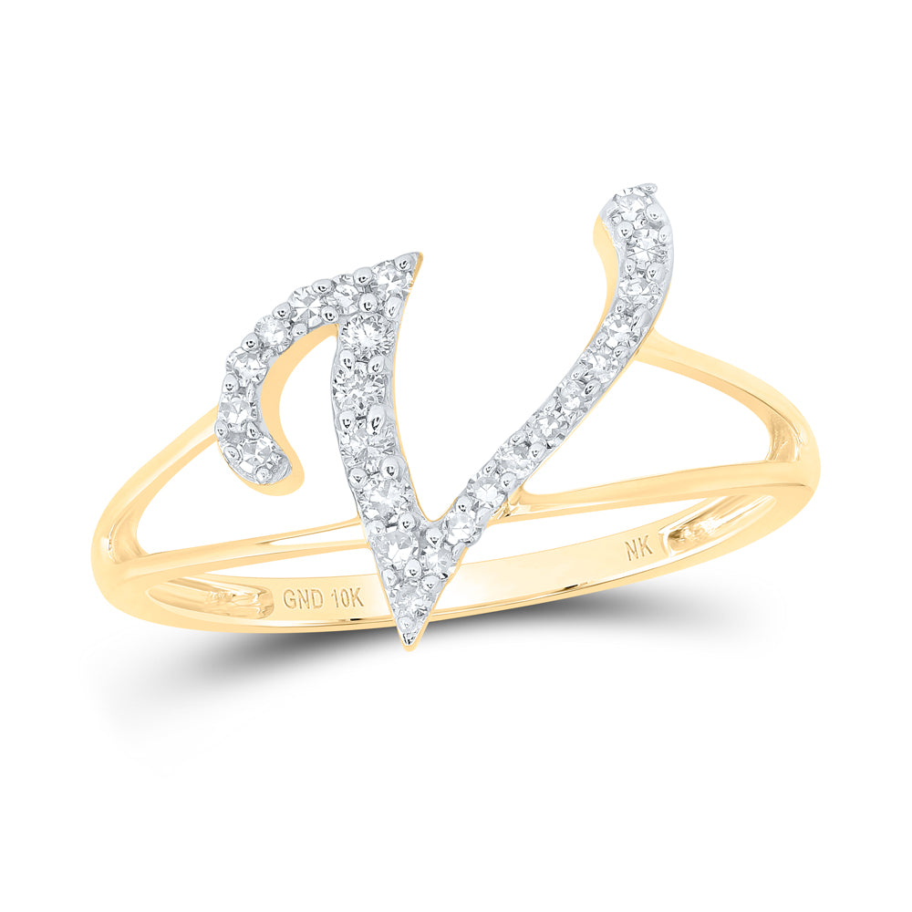 10kt Yellow Or White Gold Natural Diamond Initial Ladies Wedding Engagement Anniversary Ring