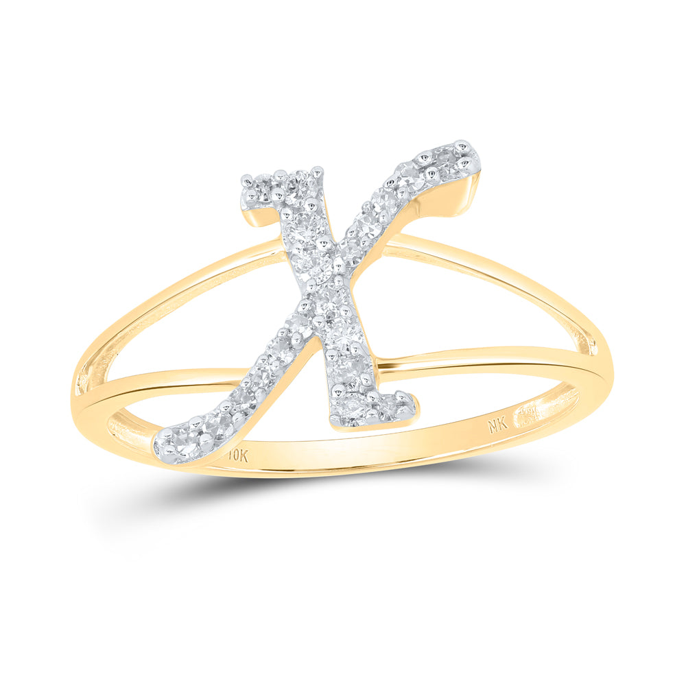 10kt Yellow Or White Gold Natural Diamond Initial Ladies Wedding Engagement Anniversary Ring