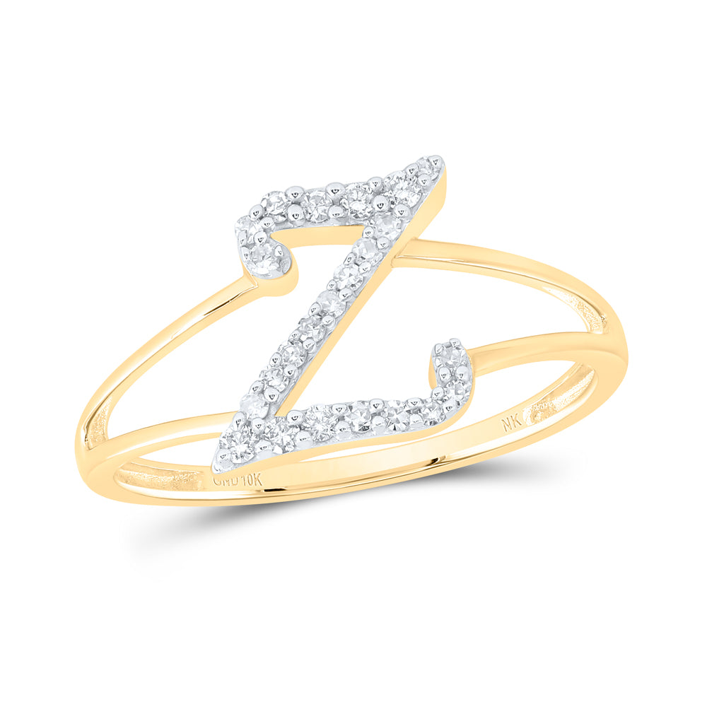 10kt Yellow Or White Gold Natural Diamond Initial Ladies Wedding Engagement Anniversary Ring
