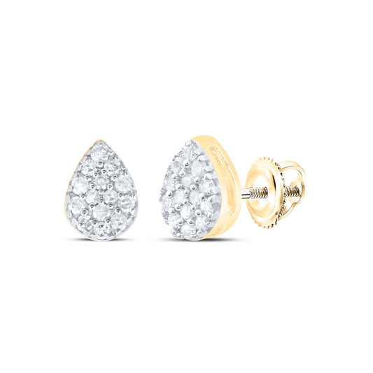 Yellow-tone Sterling 1/10 Cttw Natural Diamond Pear Stud Earring