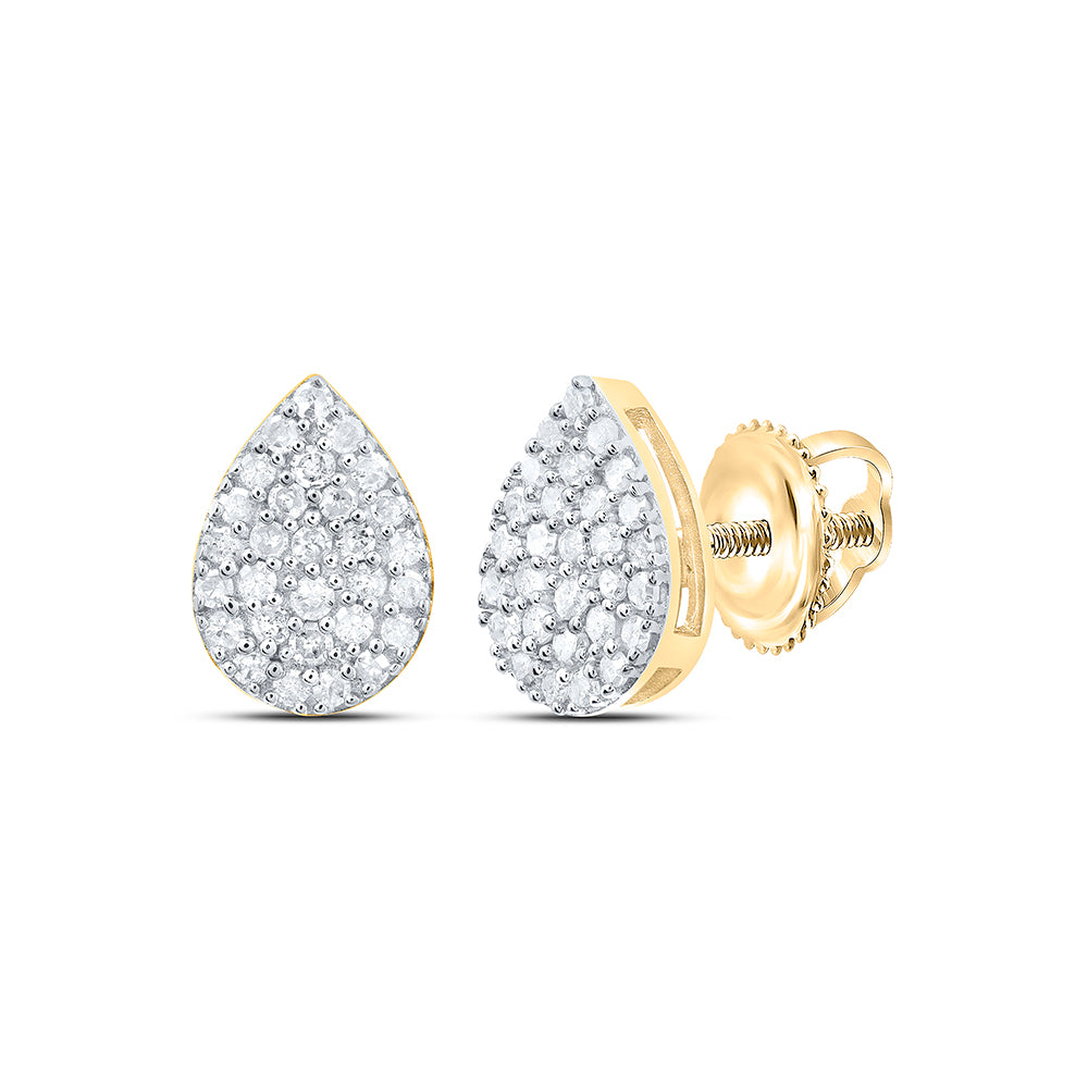Yellow-tone Sterling 1/4 Cttw Natural Diamond Pear Stud Earring